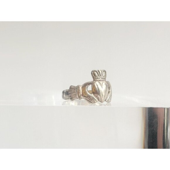Irish Made Claddagh Heart & Crown Sterling Silver 925 Vintage Ring - sz 3 - Picture 2 of 13